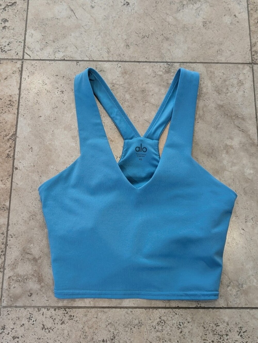Alo Yoga Airbrush Real Bra Tank Blue Splash XS NWOT